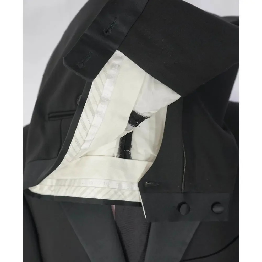 PAL ZILERI - *VINTAGE* Black Wool 3Btn Notch Lapel Tuxedo - 44L